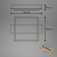 Deckenleuchte Briloner 14 Watt LED Frame Holz Deckenlampe 34 x 26 cm
