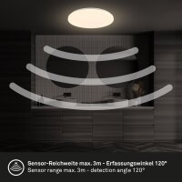 Badleuchte Briloner Deckenlampe 12 Watt LED Sensor Deckenlampe IP54 27 cm Badezimmerleuchte