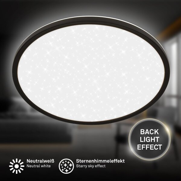 Deckenleuchte Briloner 22 Watt LED Sternenhimmel Deckenlampe Schwarz 37,5 cm