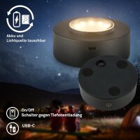 Akku-Leuchte Briloner 2 Watt LED Tischleuchte Glas Blau IP44 Touchdimmer Tischlampe