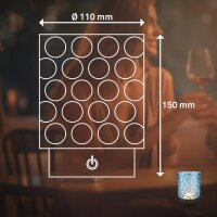 Akku-Leuchte Briloner 2 Watt LED Tischleuchte Glas Blau IP44 Touchdimmer Tischlampe