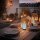 Akku-Leuchte Briloner 2 Watt LED Tischleuchte Glas Blau IP44 Touchdimmer Tischlampe