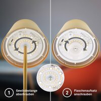 Akku-Leuchte Briloner 2,5 Watt LED Tischleuchte Flaschenleuchte RGBW 3-in1 Tischlampe Gold IP44 Touchdimmer