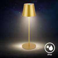 Akku-Tischleuchte Akku-Leuchte 3in1, Gold, 2,5 Watt, 200lm, Touchdimmer, IP44 – Briloner