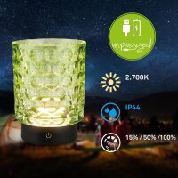 Akku-Leuchte Briloner 2 Watt LED Tischleuchte Glas...