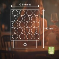Akku-Leuchte Briloner 2 Watt LED Tischleuchte Glas Grün IP44 Touchdimmer Tischlampe