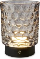 Akku-Leuchte Briloner 2 Watt LED Tischleuchte Glas Grau IP44 Touchdimmer Tischlampe