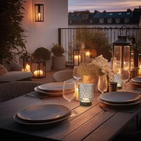 Akku-Leuchte Briloner 2 Watt LED Tischleuchte Glas Grau IP44 Touchdimmer Tischlampe