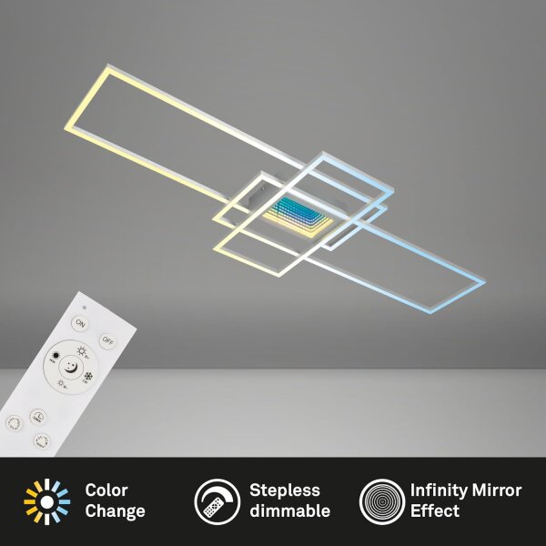 Deckenleuchte Briloner Frame Tunnel-Effekt 53 Watt LED Fernbedienung Deckenlampe dimmbar CCT