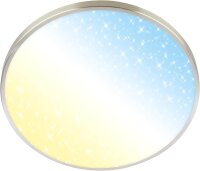 Deckenleuchte Briloner Sternenhimmel 24 Watt LED Deckenlampe 38 cm Fernbedienung dimmbar CCT Nickelmatt