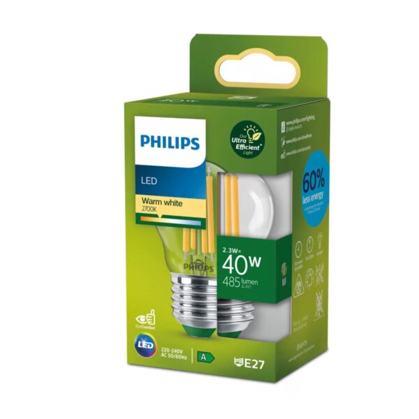 LED-Lampe, E27, 2,3 Watt, 485lm, 2700K – Philips