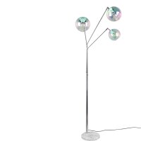 Trio Leuchten Paxton Stehleuchte Chrom Glas irisierend Marmor 200cm 3xE27