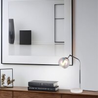 Trio Leuchten Paxton Tischleuchte Chrom Glas irisierend Marmor 45cm E14