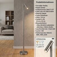 Akku-Stehleuchte Reality Leuchten Gomez 3 Watt LED...