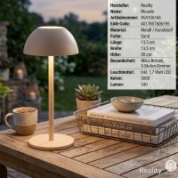 Akku Tischleuchte Reality Ricardo 1,7 Watt LED Sand IP54...