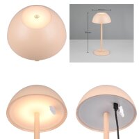 Akku Tischleuchte Reality Ricardo 1,7 Watt LED Sand IP54 3- Stufendimmer Tischlampe