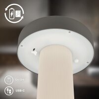 Akku-Leuchte Briloner 3 Watt LED Tischleuchte Weiß-Anthrazit Touchdimmer Tischlampe IP44
