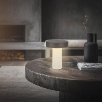 Akku-Tischlampe Akku-Leuchte, Weiß / Anthrazit, 3 Watt, 300lm, 2700K, Touchdimmer – Briloner