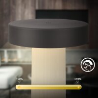 Akku-Tischleuchte Akku-Leuchte, Weiß / Anthrazit, 3 Watt, Touchdimmer, IP44, Ø 16 cm – Briloner
