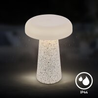 Akku-Leuchte Briloner Tischlampe 2,6 Watt LED Travertin Tischleuchte IP44 Touch-Dimmer