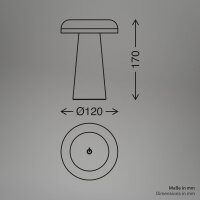 Akku-Leuchte Briloner Tischlampe 2,6 Watt LED Travertin Tischleuchte IP44 Touch-Dimmer