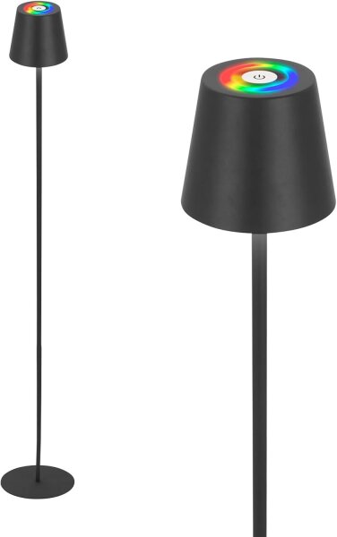 Akku-Stehlampe Akku-Leuchte RGBW, Anthrazit, 6 Watt, 500lm, Touchdimmer, IP44 – Briloner
