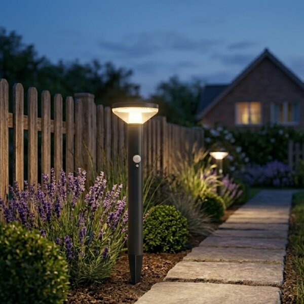 Solar-Lichter LED Solar Wegeleuchte Anthrazit 50cm Erdspieß Sensor 3 Modi 2W 220lm Warmweiß