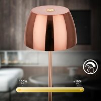 Akku-Leuchte Briloner 2,5 Watt LED Kupfer Tischleuchte Touchdimmer IP44 Tischlampe