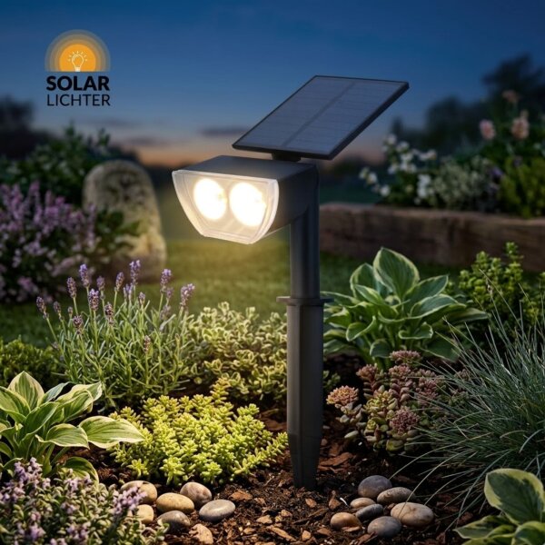 Solar-Lichter LED Solar Wandleuchte & Erdspießleuchte Schwarz 2-in-1 1,5W 150lm