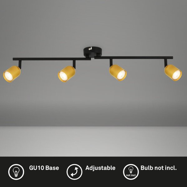 Strahler Briloner 4er Spot Deckenlampe GU10 Fassung Schwarz-Gold Deckenleuchte