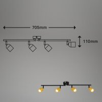 Strahler Briloner 4er Spot Deckenlampe GU10 Fassung Schwarz-Gold Deckenleuchte