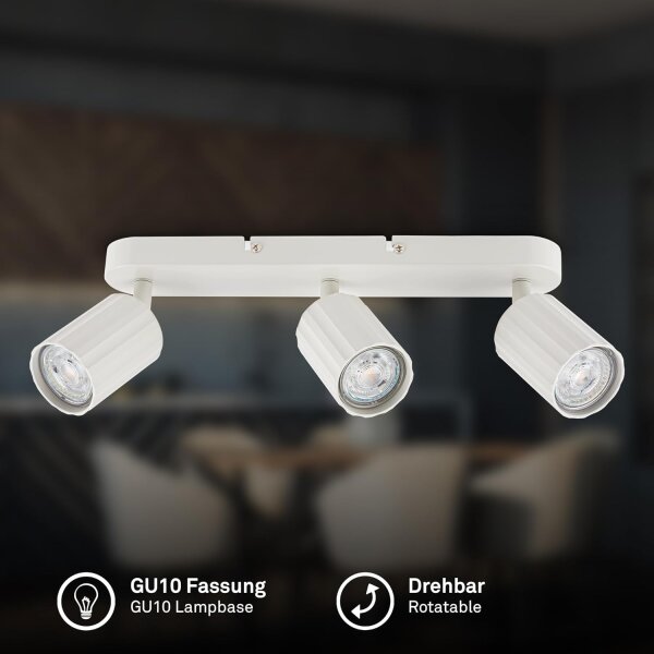 Strahler Briloner 3er Spot Deckenleuchte Altweiß GU10 Fassung Deckenlampe