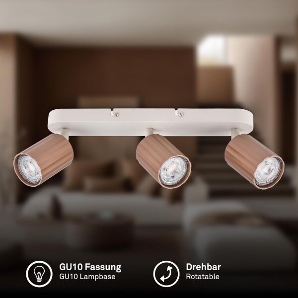 Strahler Briloner 3er Spot Coffee Deckenleuchte GU10 Fassung Deckenlampe