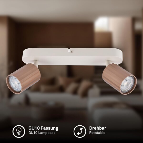 Strahler Briloner 2er Spot Hellgrau Coffee GU10 Fassung Deckenleuchte Deckenlampe
