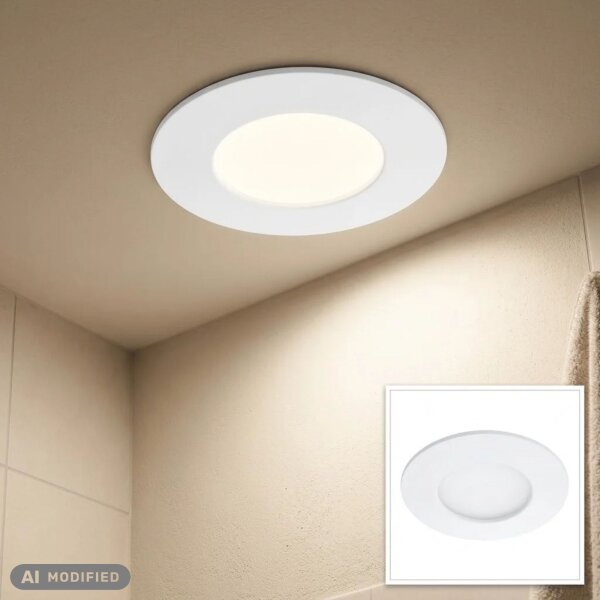 LED Einbaulampe, Weiß, Bohrloch 7,6 cm, 4,9 Watt, 450lm, 4000K, IP44, Ø 8,5 cm – Briloner