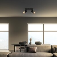 Strahler Briloner 2er Spot Deckenleuchte GU10 Schwarz Deckenlampe