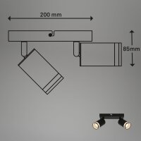 Strahler Briloner 2er Spot Deckenleuchte GU10 Schwarz Deckenlampe