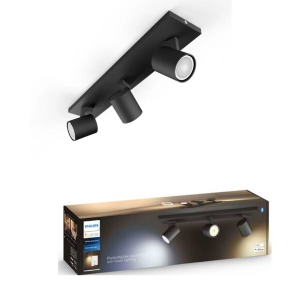 Strahler Philips HUE White Ambiance Runner Smart home 3er Spot Schwarz Deckenlampe
