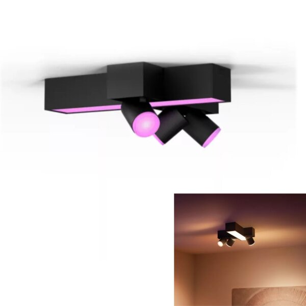 Deckenleuchte Philips HUE Centris Cross 3er White & Color Ambiance 2960 Lumen Schwarz smart home Deckenlampe mit Spots