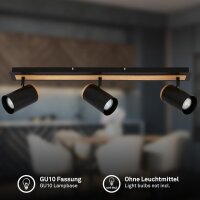 Strahler Briloner 3er Spot Schwarz Holz Deckenlampe GU10...