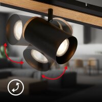 Strahler Briloner 3er Spot Schwarz Holz Deckenlampe GU10 Fassung Deckenleuchte