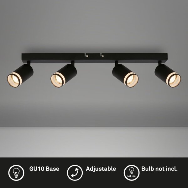Strahler Briloner 4er Spot Deckenleuchte Schwarz GU10 Fassung Deckenlampe