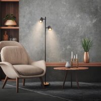 Stehleuchte Briloner 2-flammig Standleuchte Schwarz Holz Leselampe GU10 Fassung 159,5 cm