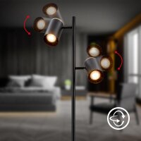 Stehleuchte Briloner 2-flammig Standleuchte Schwarz Holz Leselampe GU10 Fassung 159,5 cm