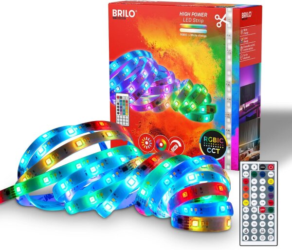 LED Stripe Briloner 24 Watt LED 500 cm RGBIC CCT Fernbedienung dimmbar LED Band