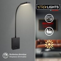 Akku-Leuchte Briloner 2 Watt LED Wandlampe Schwarz...