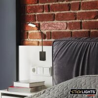 Akku-Leuchte Briloner 2 Watt LED Wandlampe Schwarz Leseleuchte dimmbar Montage ohne Bohren