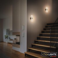 Akku-Leuchte Briloner 2,5 Watt LED Wandleuchte Bewegungsmelder Nickelmatt Wandlampe Montage ohne Bohren