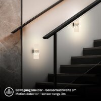Akku-Leuchte Briloner 2,5 Watt LED Wandleuchte Bewegungsmelder Nickelmatt Wandlampe Montage ohne Bohren