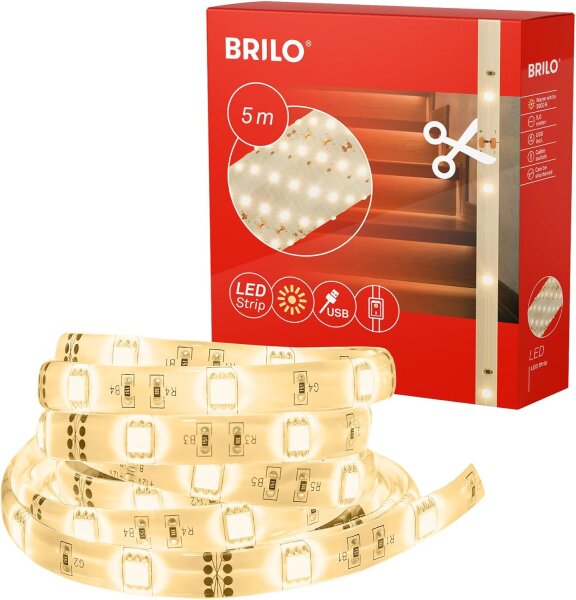 LED Band Briloner 6 Watt LED 5 Meter Stripe USB-Anschluß warmweiß